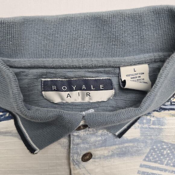 Royale Air Polo Shirt Mens Large Nautical Sailboat Map Flag Compass Vintage - Picture 5 of 8